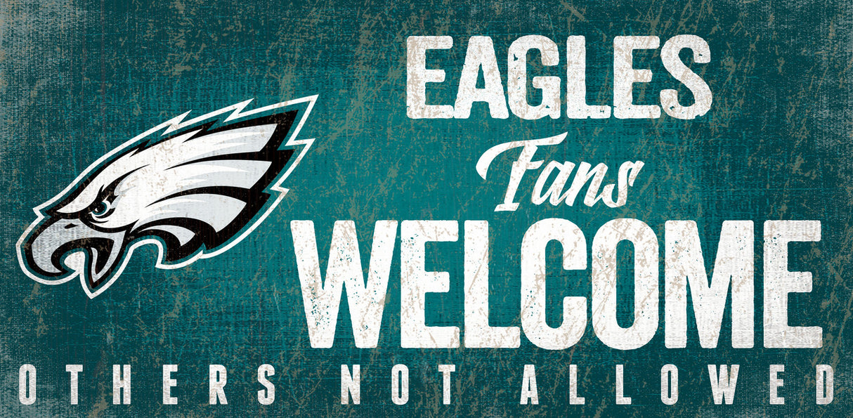Fan Creations Philadelphia Eagles Fans Welcome Wood Sign 12x6 Fan Gear NFL Philadelphia Eagles
