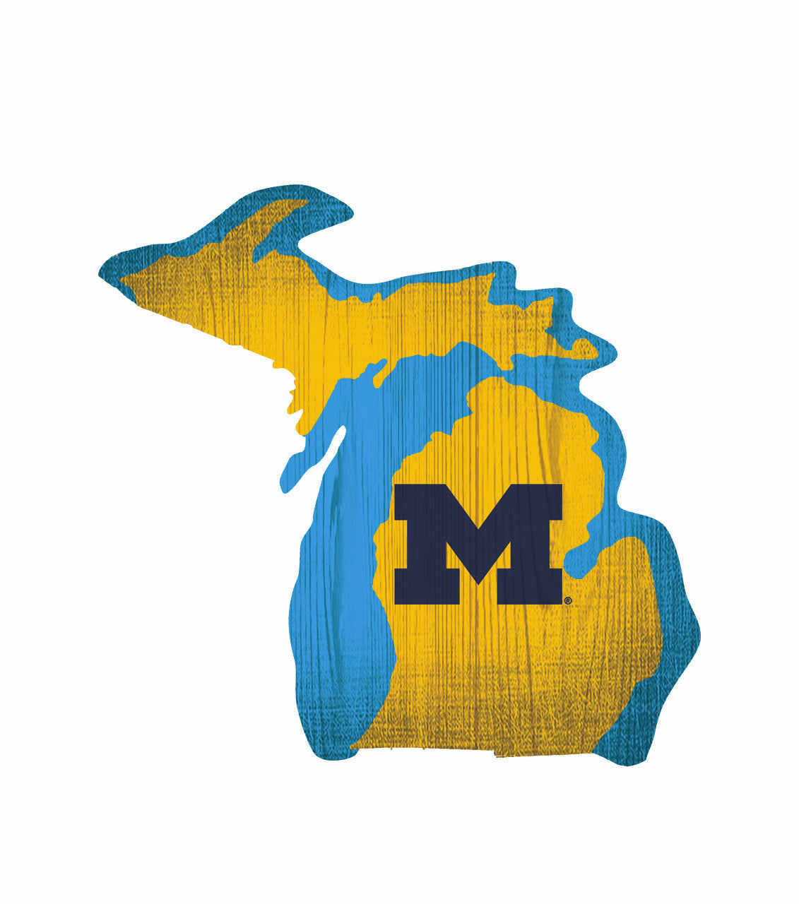 Fan Creations Michigan Wolverines 12 Inch Team Color State Shape Wood Sign Fan Gear NCAA Michigan Wolverines