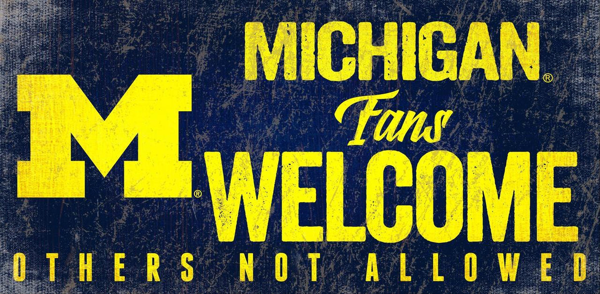 Fan Creations Michigan Wolverines Fans Welcome Wood Sign 12x6 Fan Gear NCAA Michigan Wolverines