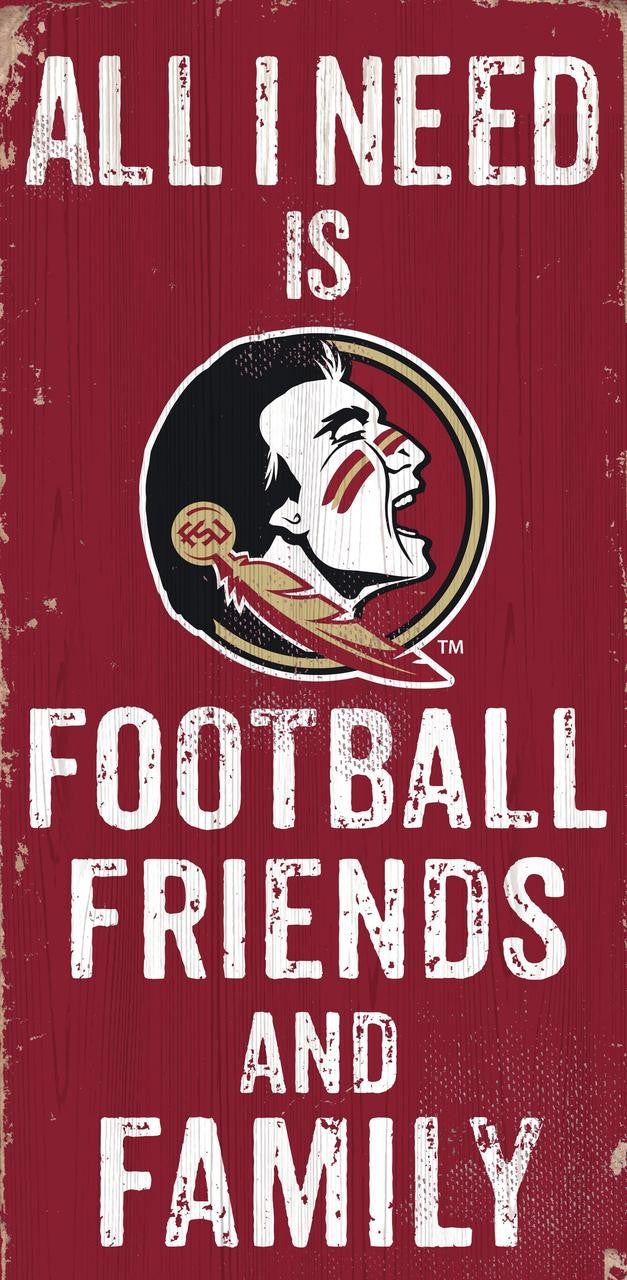 Fan Creations Florida State Seminoles Football Friends and Family Wood Sign 6x12 Fan Gear NCAA Florida State Seminoles