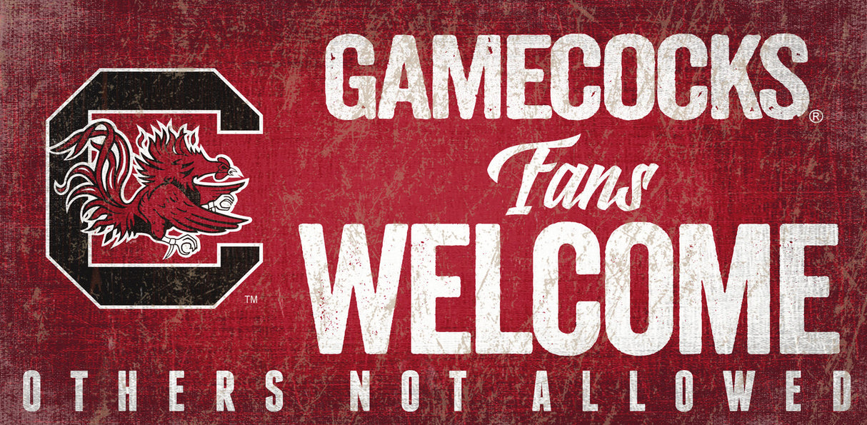 Fan Creations South Carolina Gamecocks Fans Welcome Wood Sign 12x6 Fan Gear NCAA South Carolina Gamecocks