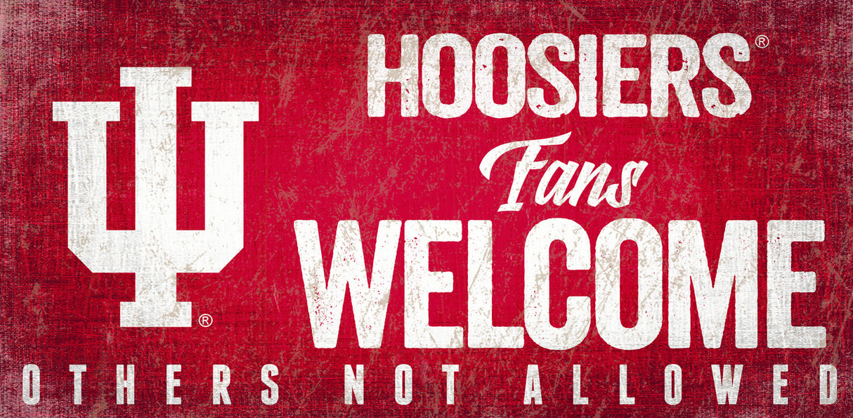 Fan Creations Indiana Hoosiers Fans Welcome Wood Sign 12x6 Fan Gear NCAA Indiana Hoosiers