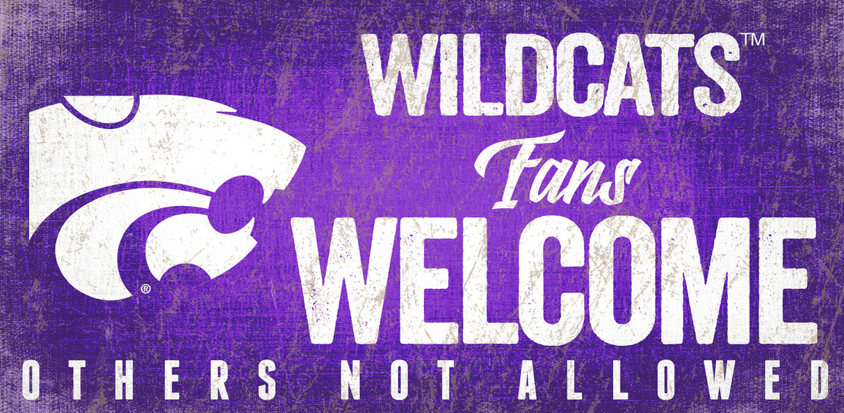 Fan Creations Kansas State Wildcats Fans Welcome Wood Sign 12x6 Fan Gear NCAA Kansas State Wildcats