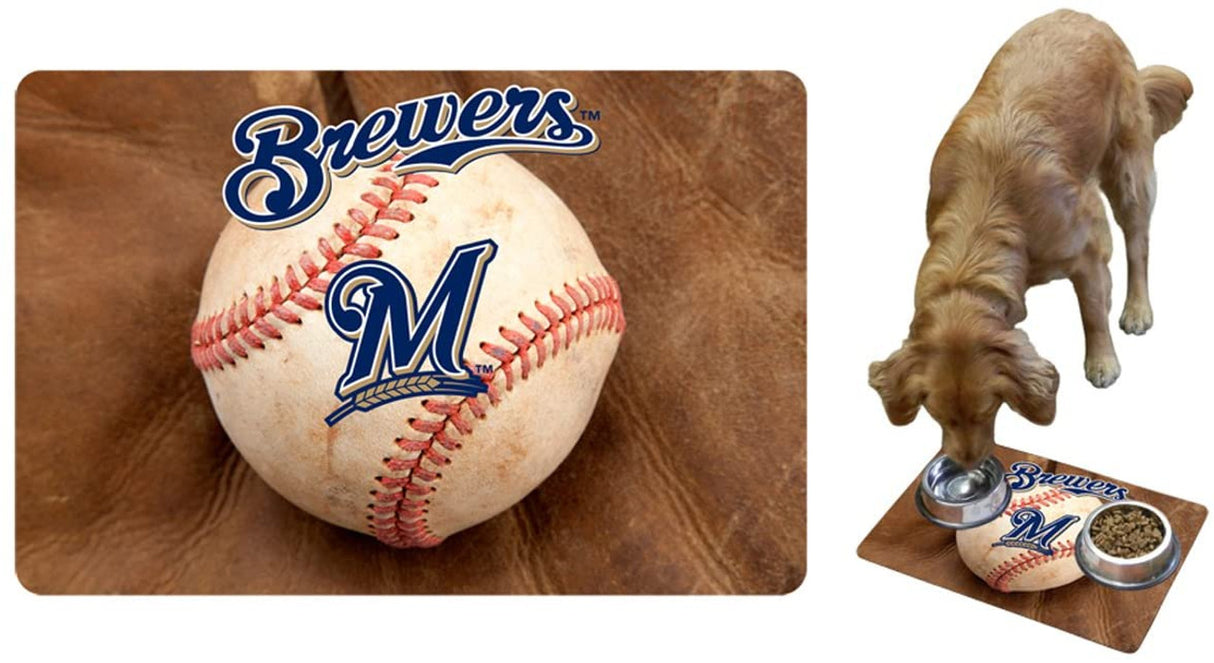 Gamewear Milwaukee Brewers Classic Baseball Pet Bowl Mat Size Large Fan Gear MLB Milwaukee Brewers