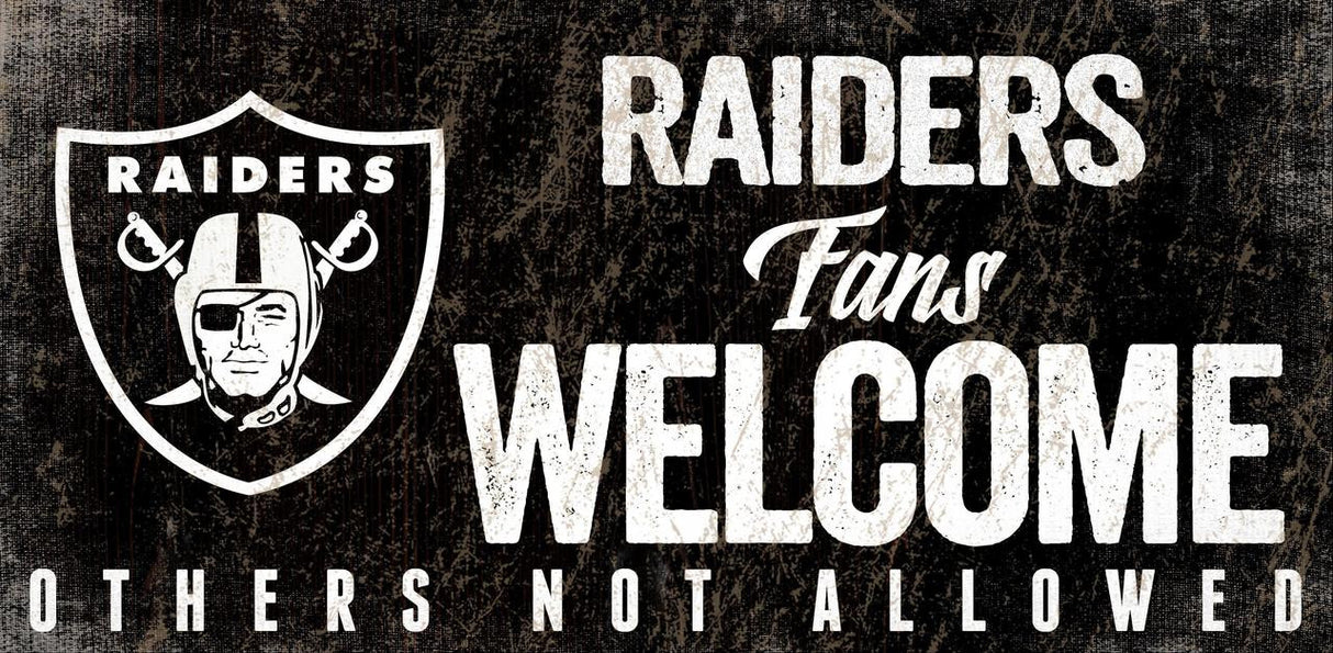 Fan Creations Las Vegas Raiders Fans Welcome Wood Sign 12x6 Fan Gear NFL Las Vegas Raiders