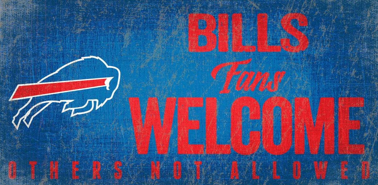Fan Creations Buffalo Bills Fans Welcome Wood Sign 12x6 Fan Gear NFL Buffalo Bills