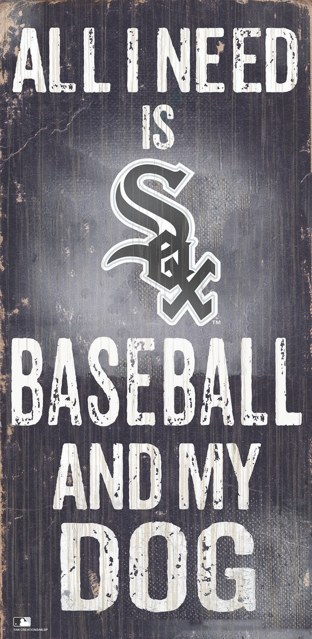 Fan Creations Chicago White Sox Baseball and Dog Wood Sign 6x12 Fan Gear MLB Chicago White Sox