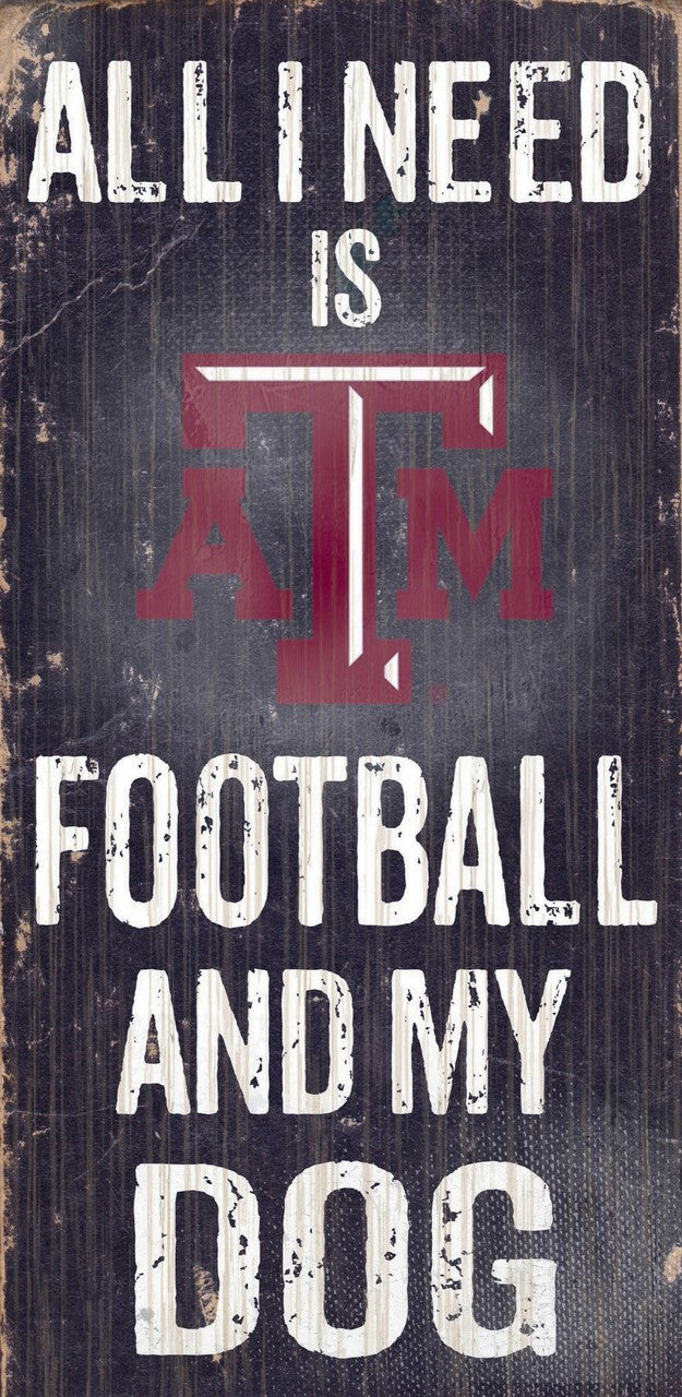 Fan Creations Texas A&M Aggies Football and Dog Wood Sign 6"x12" Fan Gear NCAA Texas A&M Aggies