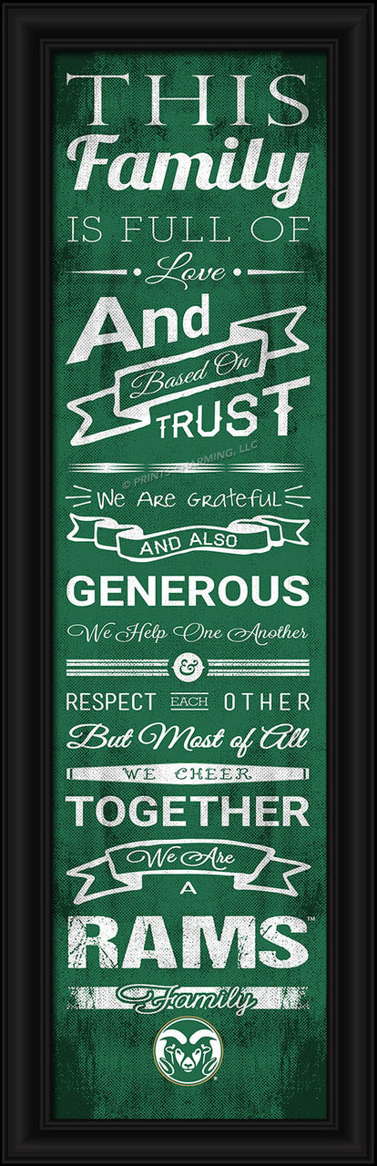 Prints Charming Colorado State Rams Family Cheer Print 8"x24" Fan Gear NCAA Colorado State Rams