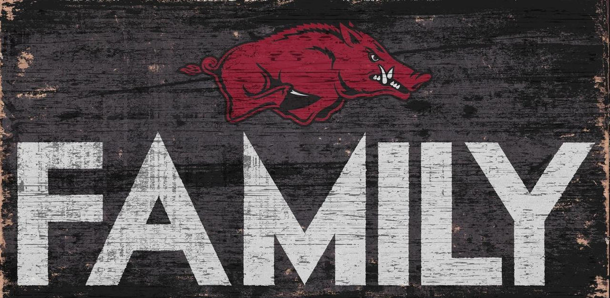 Fan Creations Arkansas Razorbacks Family Design Wood Sign 12x6 Fan Gear NCAA Arkansas Razorbacks