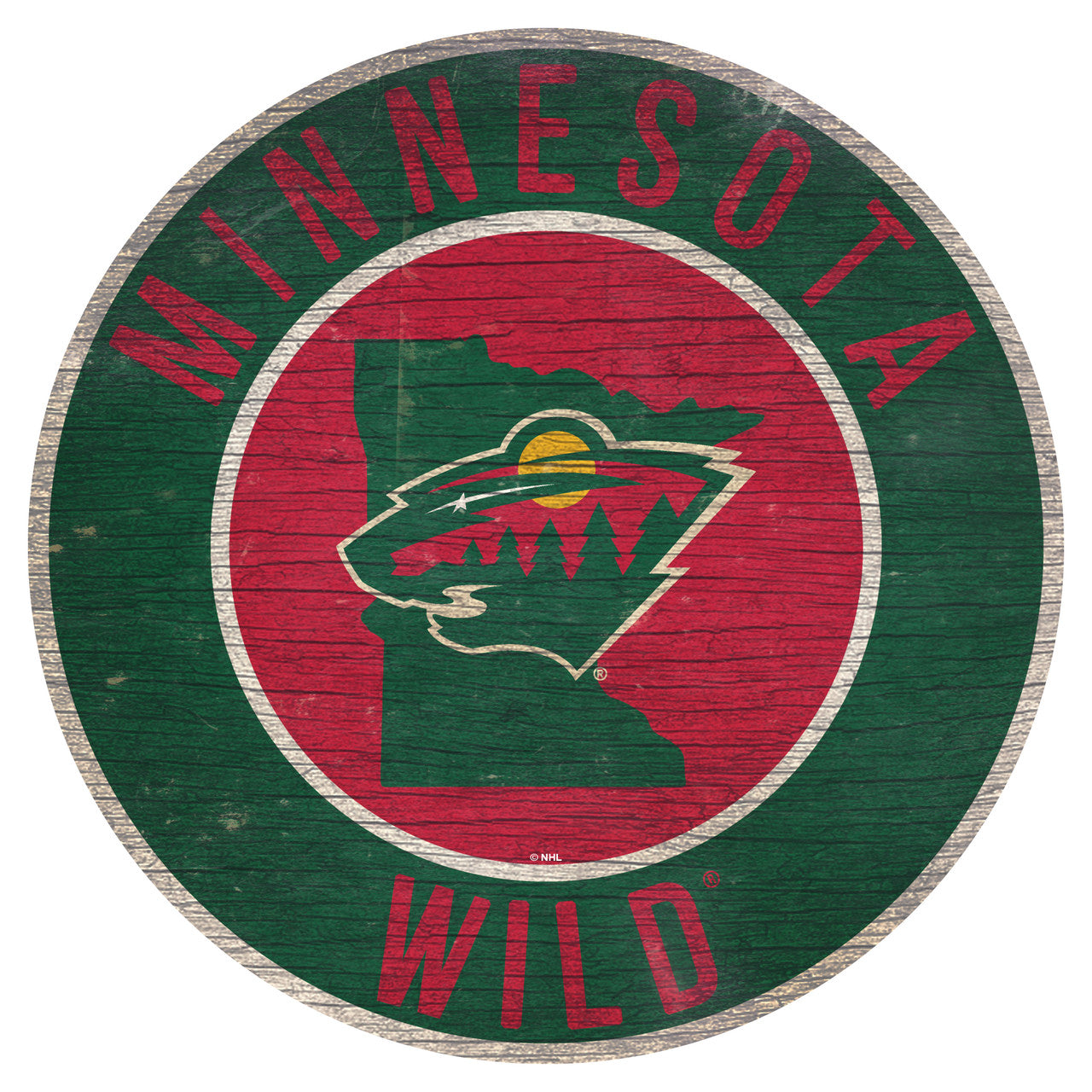 Fan Creations Minnesota Wild 12 Inch Round State Design Wood Sign Fan Gear NHL Minnesota Wild