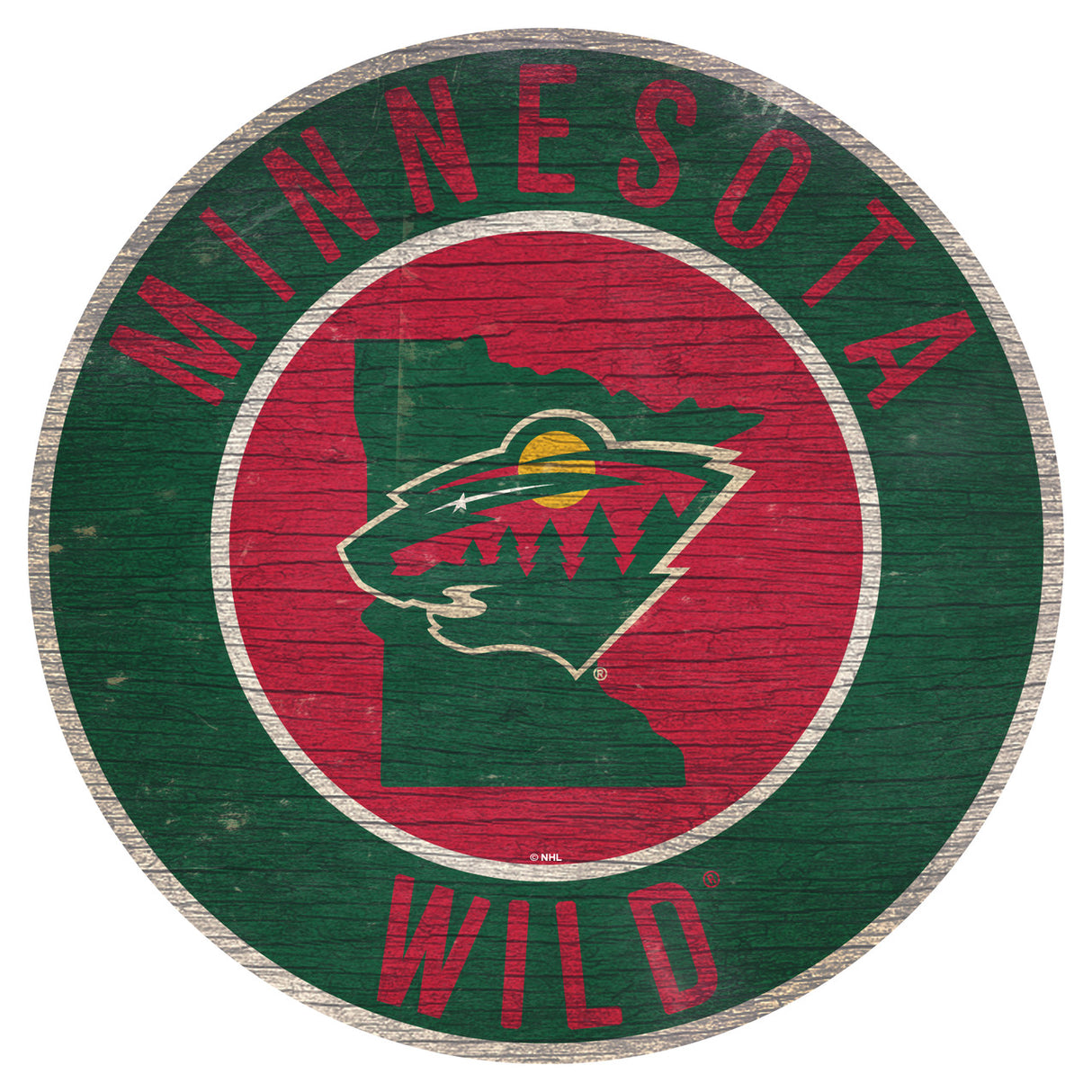 Fan Creations Minnesota Wild 12 Inch Round State Design Wood Sign Fan Gear NHL Minnesota Wild