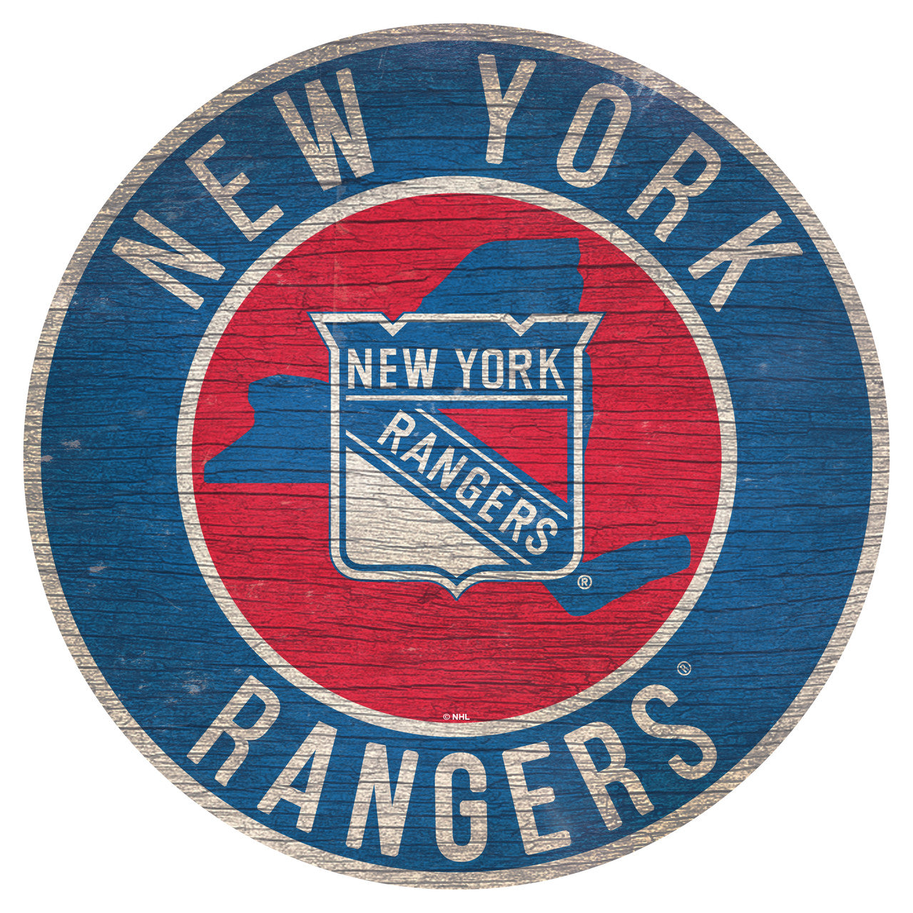 Fan Creations New York Rangers 12 Inch Round State Design Wood Sign Fan Gear NHL New York Rangers