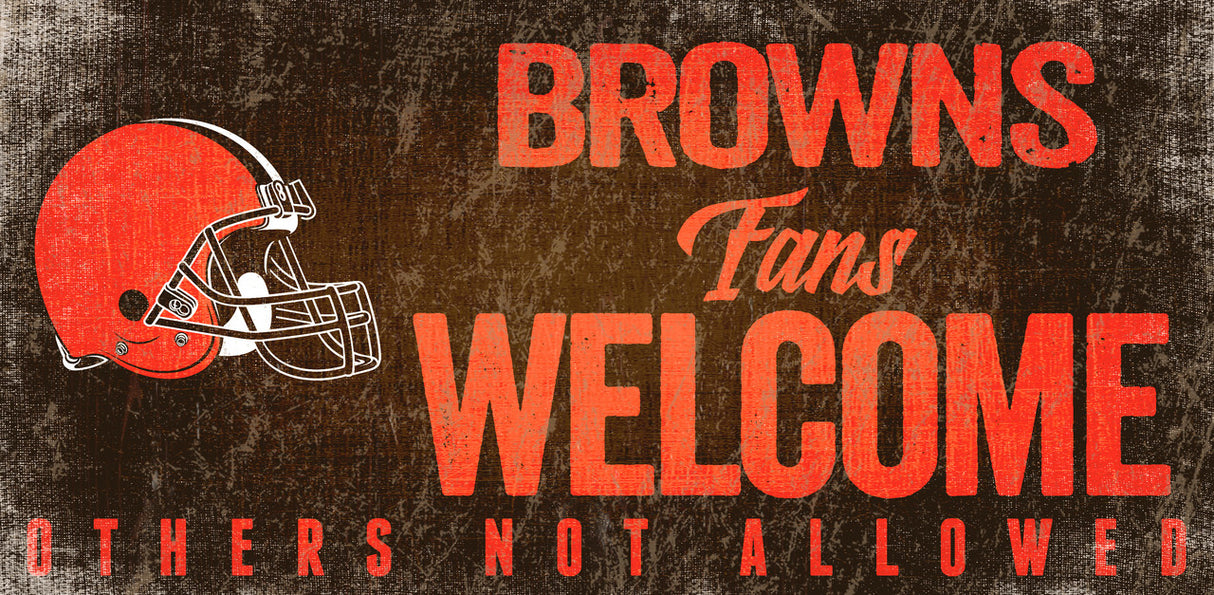 Fan Creations Cleveland Browns Fans Welcome Wood Sign 12x6 Fan Gear NFL Cleveland Browns