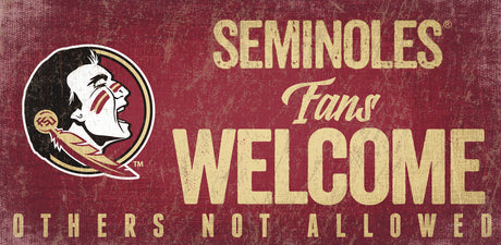 Fan Creations Florida State Seminoles Fans Welcome Wood Sign 12x6 Fan Gear NCAA Florida State Seminoles