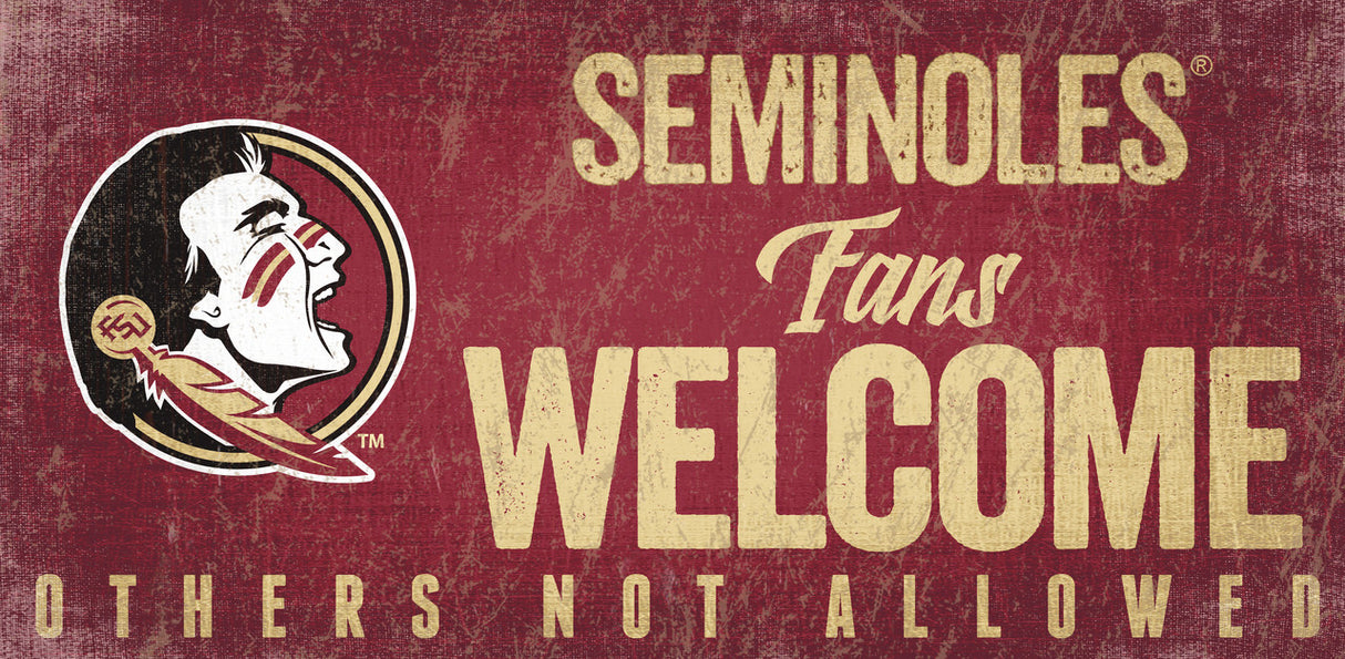 Fan Creations Florida State Seminoles Fans Welcome Wood Sign 12x6 Fan Gear NCAA Florida State Seminoles