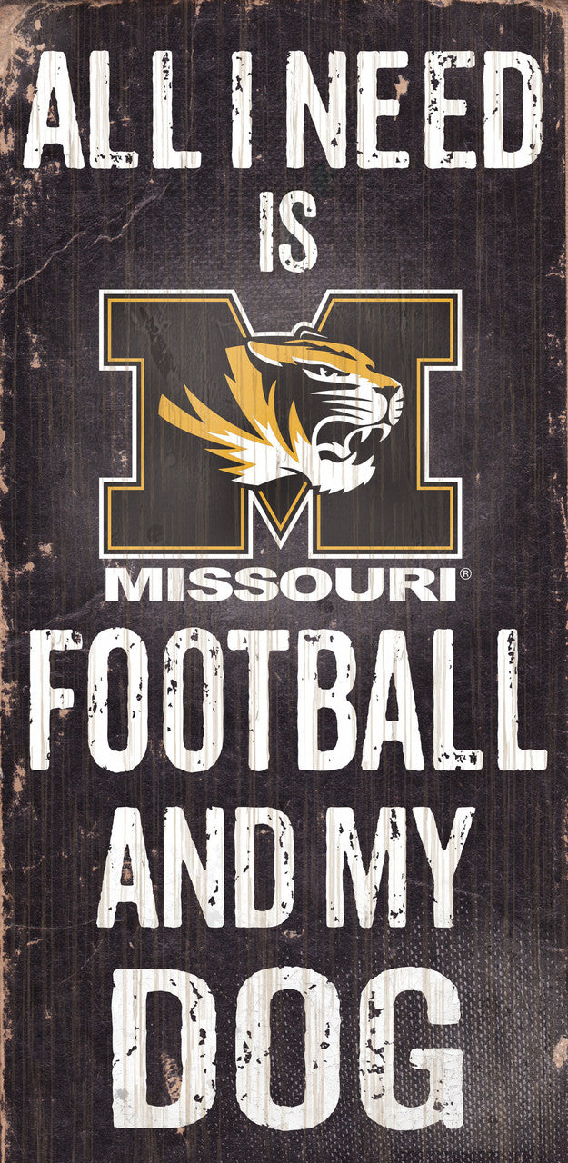 Fan Creations Missouri Tigers Football and Dog Wood Sign 6x12 Fan Gear NCAA Missouri Tigers