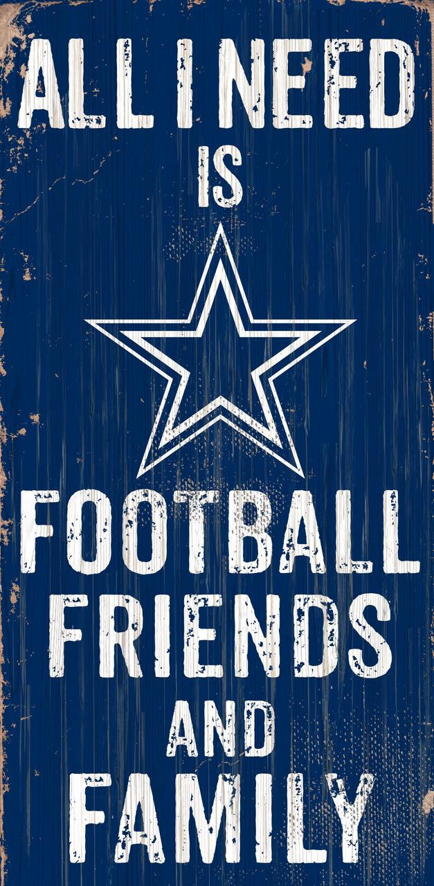 Fan Creations Dallas Cowboys Football Friends and Family Wood Sign 6x12 Fan Gear NFL Dallas Cowboys