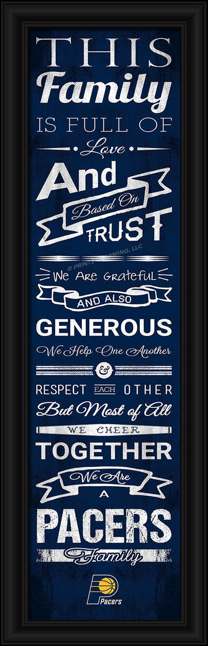 Prints Charming Indiana Pacers Family Cheer Print 8"x24" Fan Gear NBA Indiana Pacers