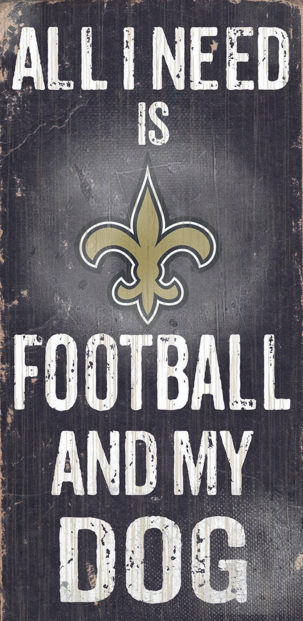 Fan Creations New Orleans Saints Football and Dog Wood Sign 6"x12" Fan Gear NFL New Orleans Saints