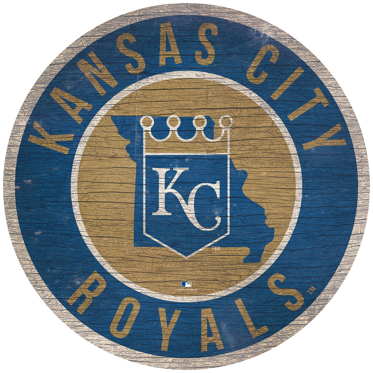 Fan Creations Kansas City Royals 12 Inch Round Wood Sign State Design Fan Gear MLB Kansas City Royals