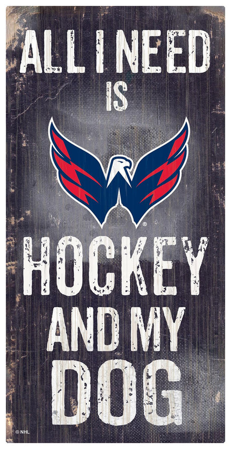 Fan Creations Washington Capitals Hockey and Dog Wood Sign 6x12 Fan Gear NHL Washington Capitals