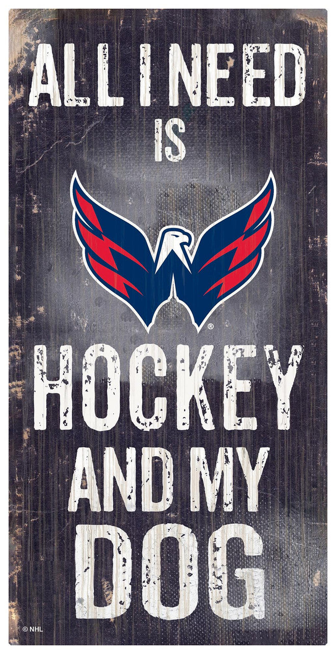 Fan Creations Washington Capitals Hockey and Dog Wood Sign 6x12 Fan Gear NHL Washington Capitals