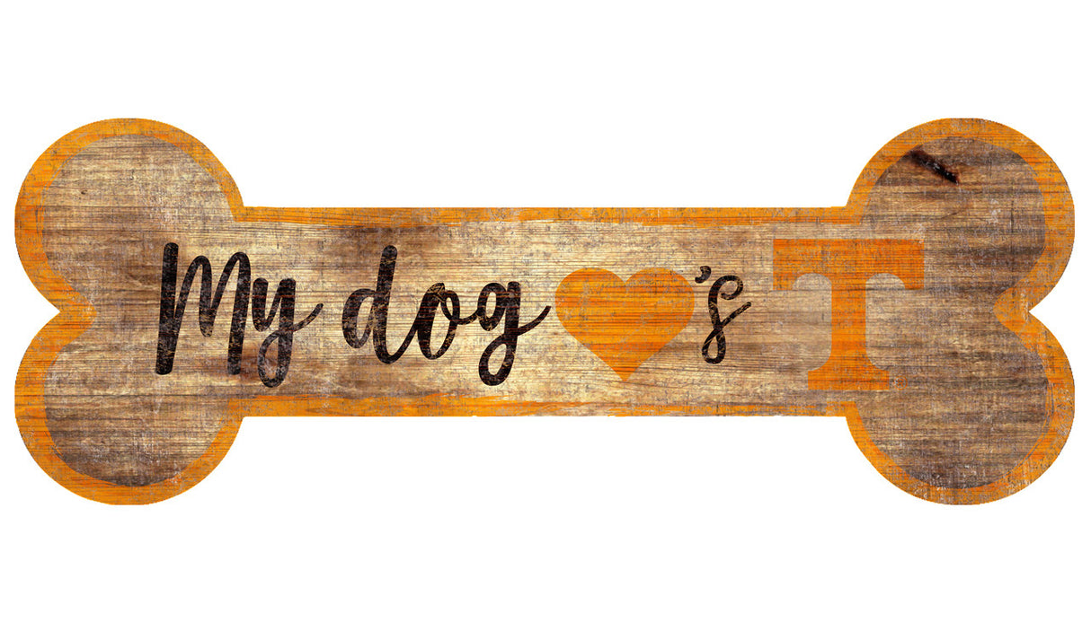 Fan Creations Tennessee Volunteers Dog Bone Shape Wood Sign 6x12 Fan Gear NCAA Tennessee Volunteers