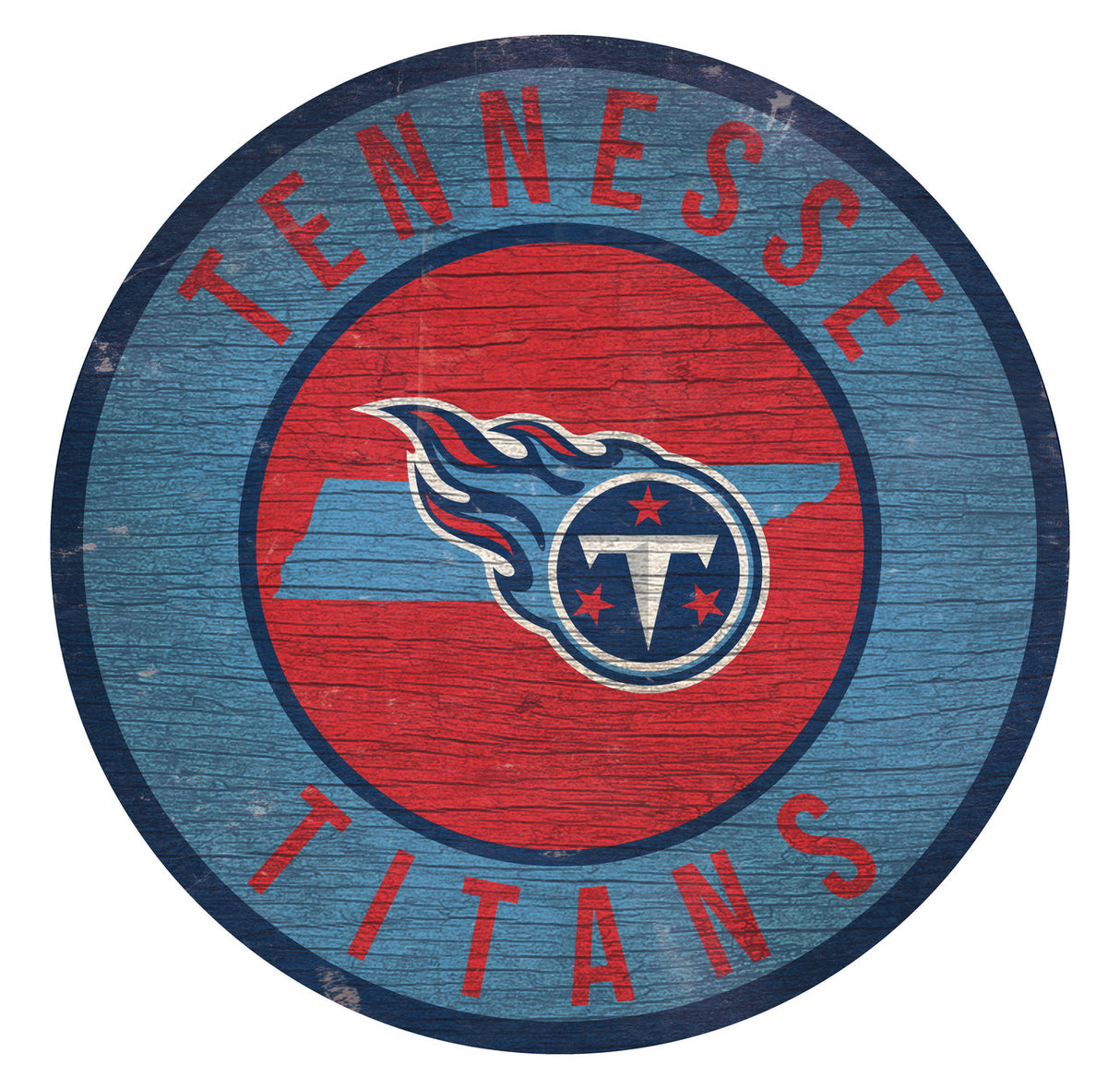 Fan Creations Tennessee Titans 12 Inch Round Wood Sign State Design Fan Gear NFL Tennessee Titans