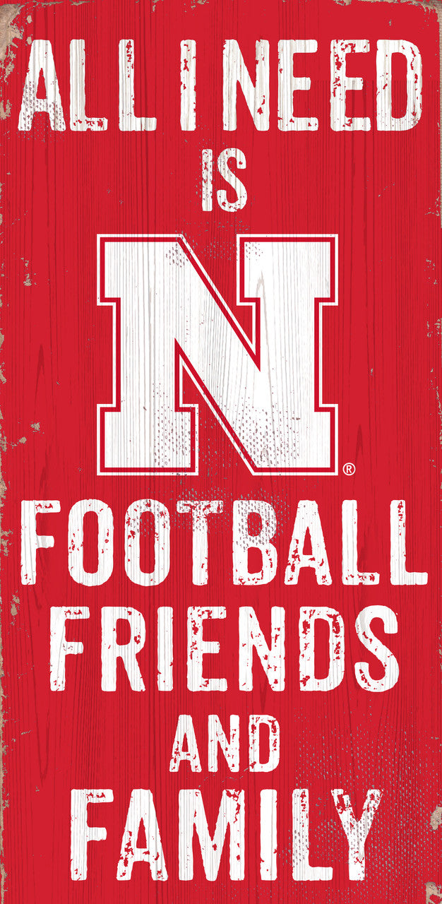 Fan Creations Nebraska Cornhuskers Football Friends and Family Wood Sign 6x12 Fan Gear NCAA Nebraska Cornhuskers