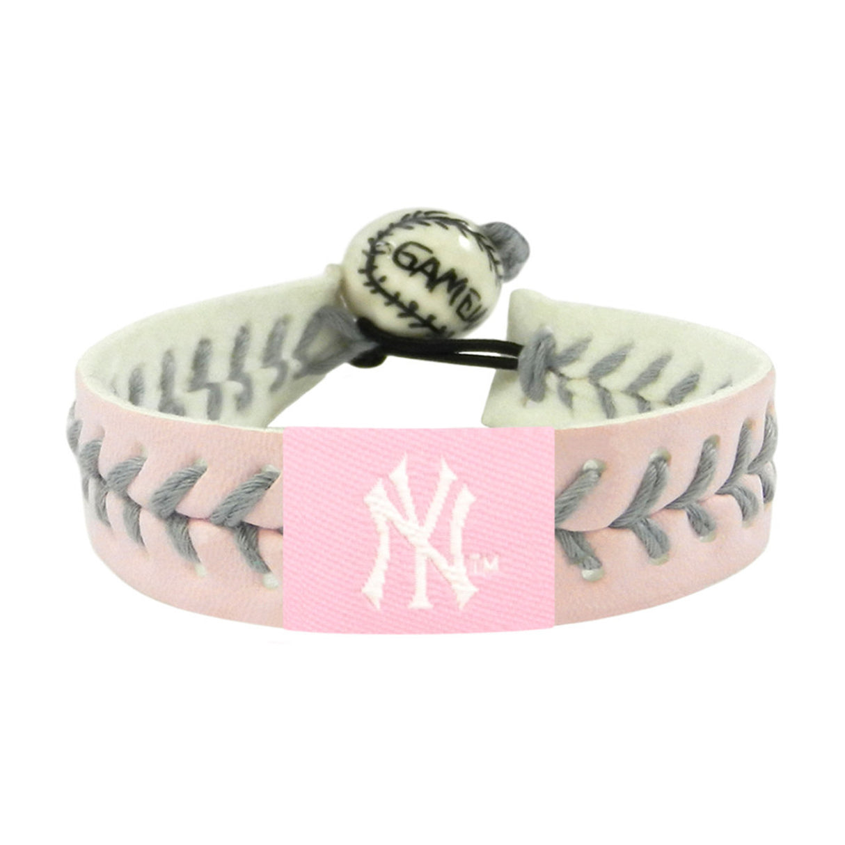 Gamewear New York Yankees Pink Silver Thread Baseball Bracelet Fan Gear MLB New York Yankees