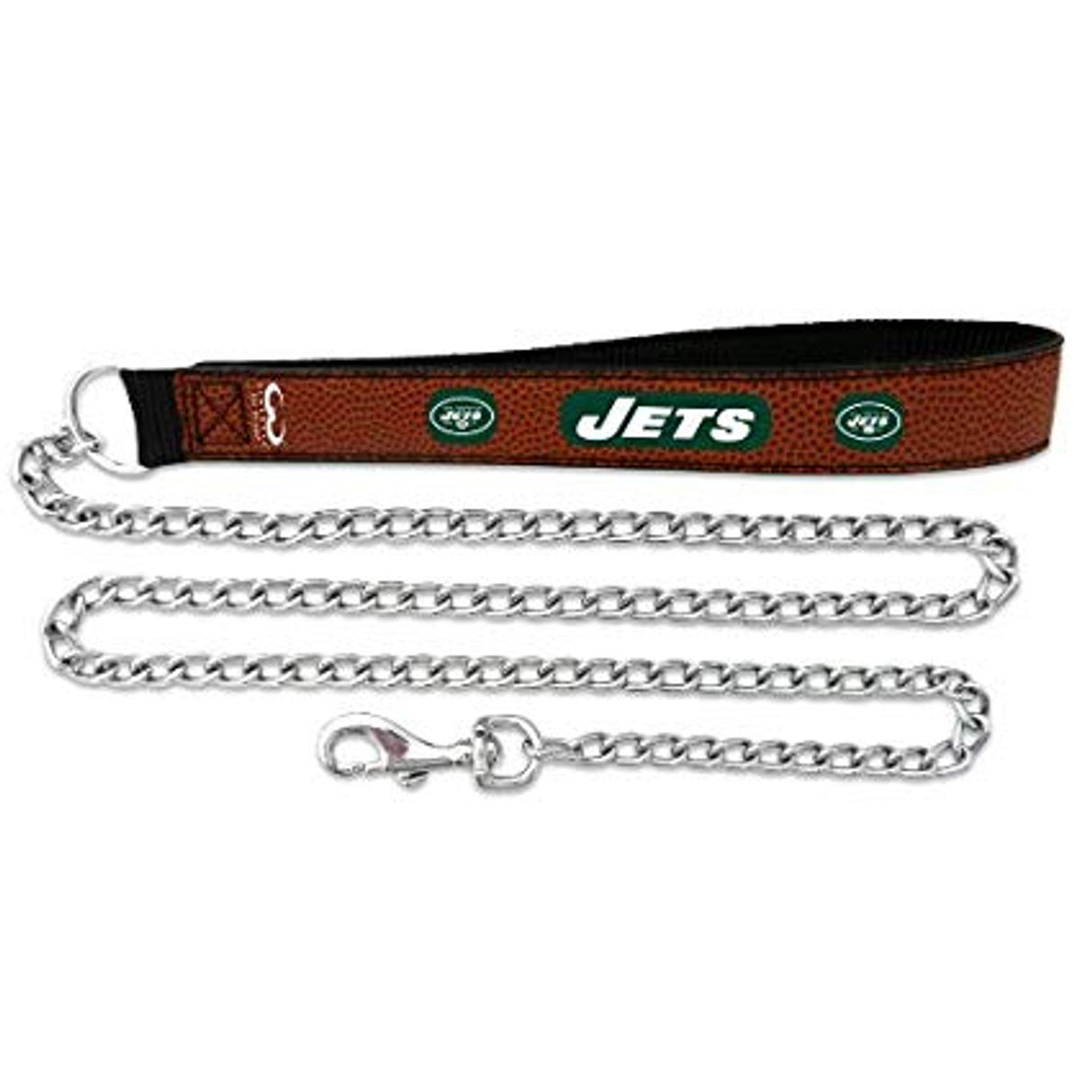 Gamewear New York Jets Leather Chain Football Pet Leash Size Large Fan Gear NFL New York Jets