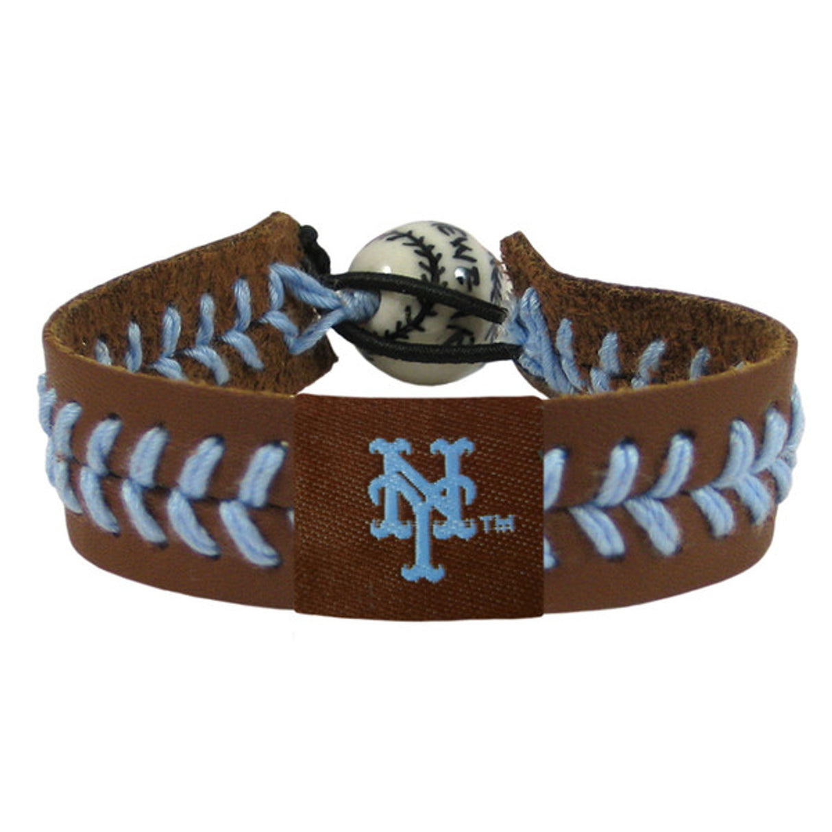 Gamewear New York Mets Brown Powder Blue Leather Thread Team Color Baseball Bracelet Fan Gear MLB New York Mets