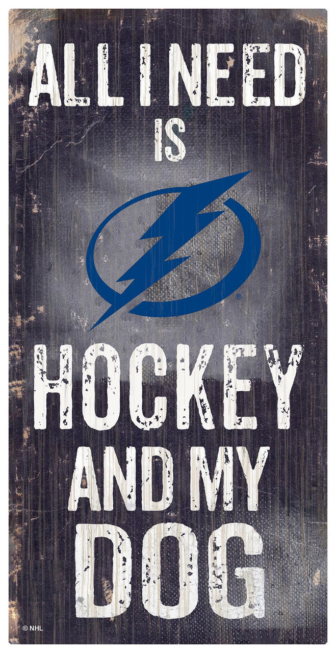 Fan Creations Tampa Bay Lightning Hockey and Dog Wood Sign 6x12 Fan Gear NHL Tampa Bay Lightning