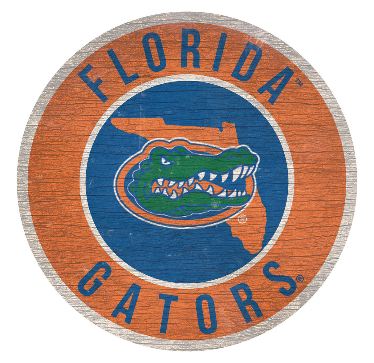 Fan Creations Florida Gators 12 Inch Round State Design Wood Sign Fan Gear NCAA Florida Gators