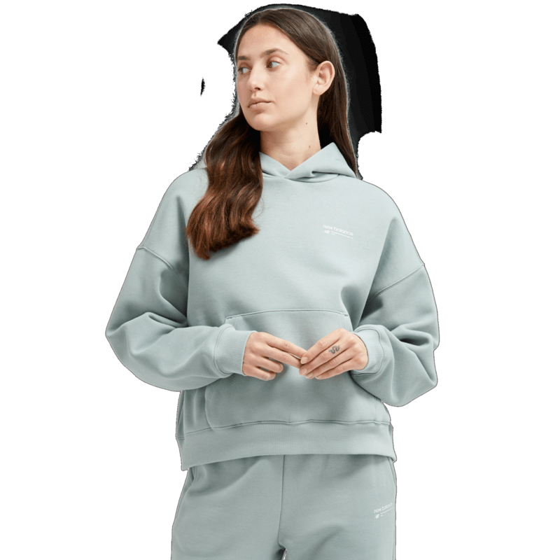 New Balance Women's Linear Heritage Brushed Back Fleece Hoodie Womens Apparel Sweatshirts & Fleece