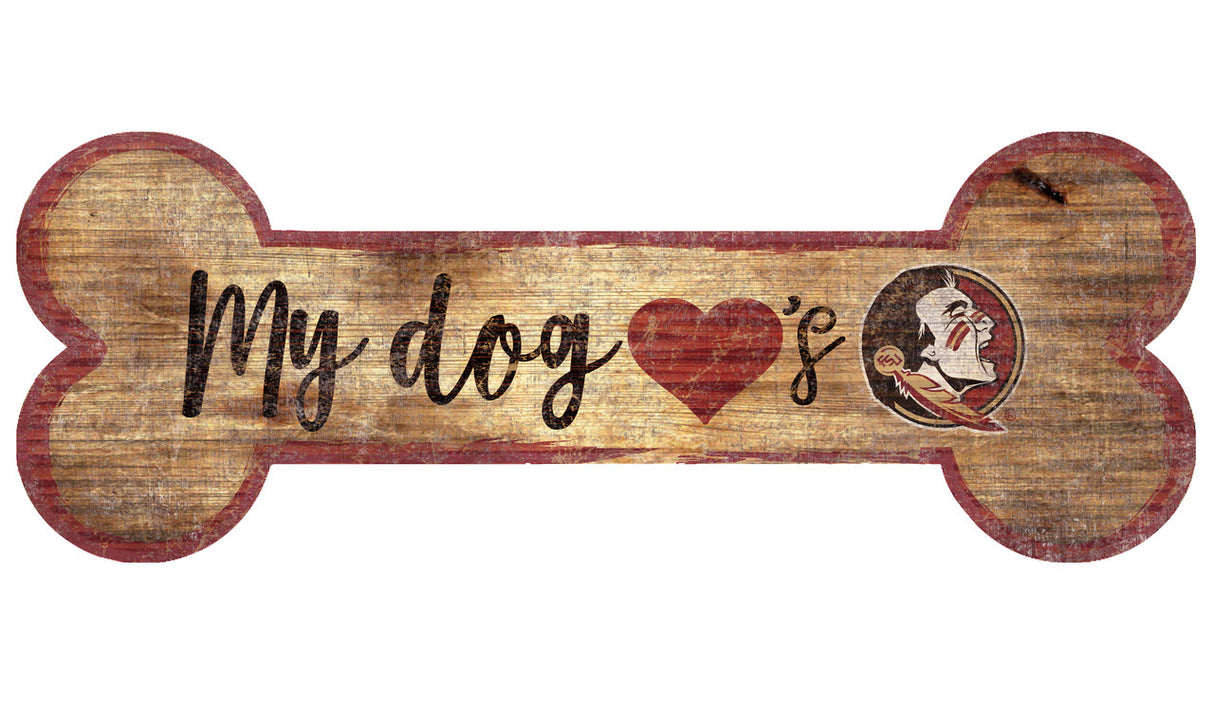 Fan Creations Florida State Seminoles Dog Bone Shape Wood Sign 6x12 Fan Gear NCAA Florida State Seminoles