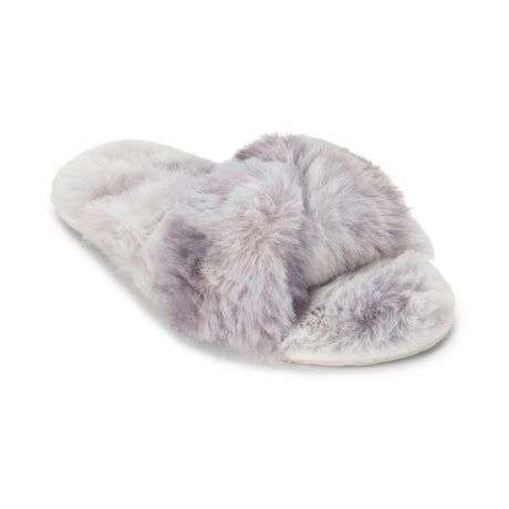 Lemon Women's Watercolor Faux Fur Slide Slippers Lemon