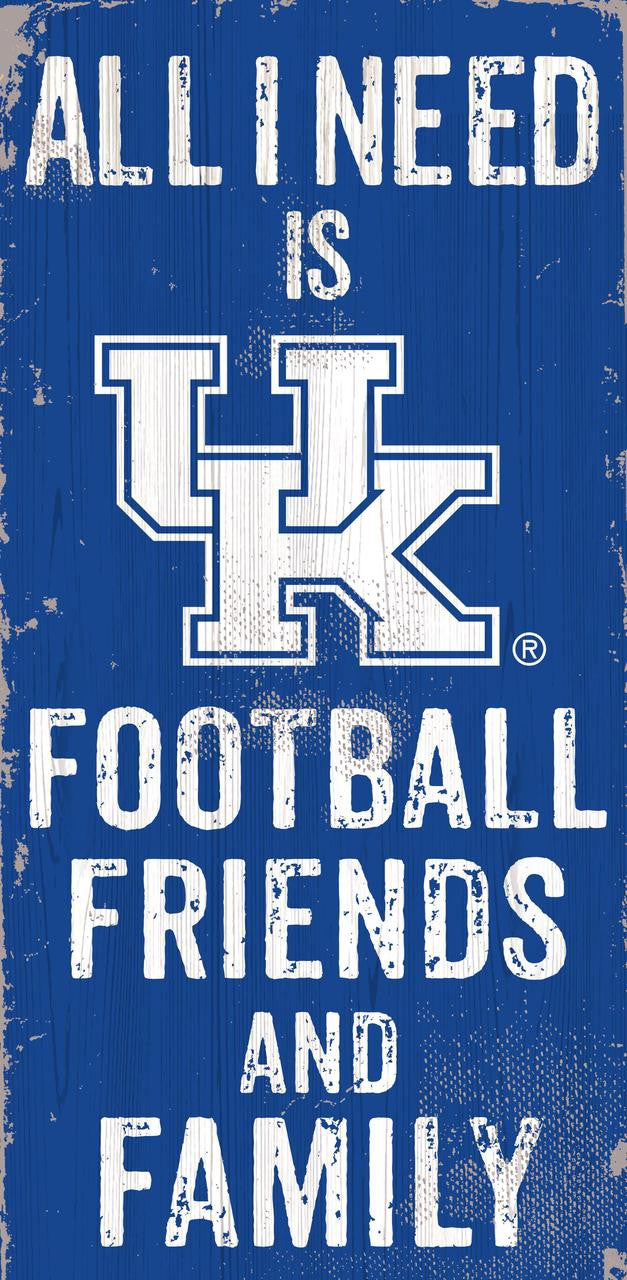 Fan Creations Kentucky Wildcats Football Friends and Family Wood Sign 6x12 Fan Gear NCAA Kentucky Wildcats