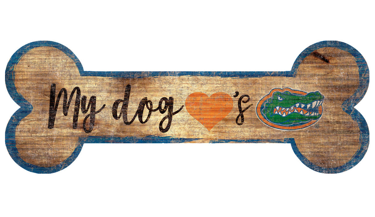 Fan Creations Florida Gators Dog Bone Shape Wood Sign 6x12 Fan Gear NCAA Florida Gators