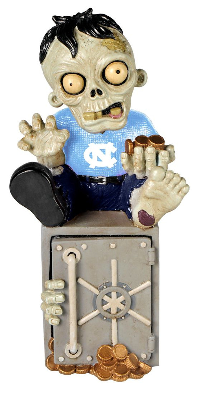 Forever Collectibles North Carolina Tar Heels Zombie Bank Figurine Fan Gear NCAA North Carolina Tar Heels