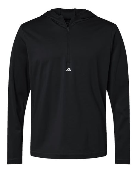 adidas Men's Lightweight Performance Quarter-Zip Hooded Pullover Mens Apparel Sweatshirts & Fleece