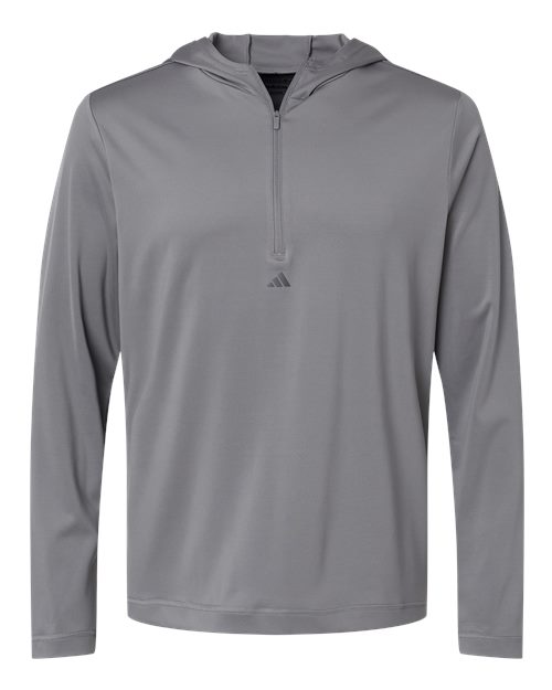 adidas Men's Lightweight Performance Quarter-Zip Hooded Pullover Mens Apparel Sweatshirts & Fleece