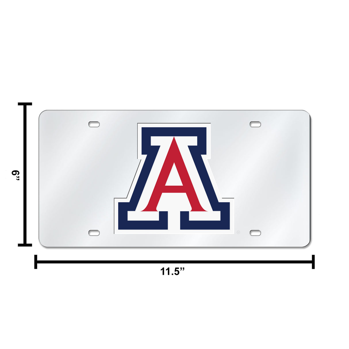 NCAA Arizona Wildcats Silver Laser Cut Automobile Tag Fan Gear NCAA Arizona Wildcats