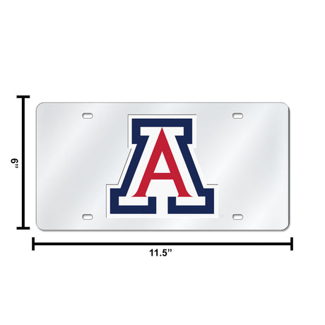 NCAA Arizona Wildcats Silver Laser Cut Automobile Tag Fan Gear NCAA Arizona Wildcats