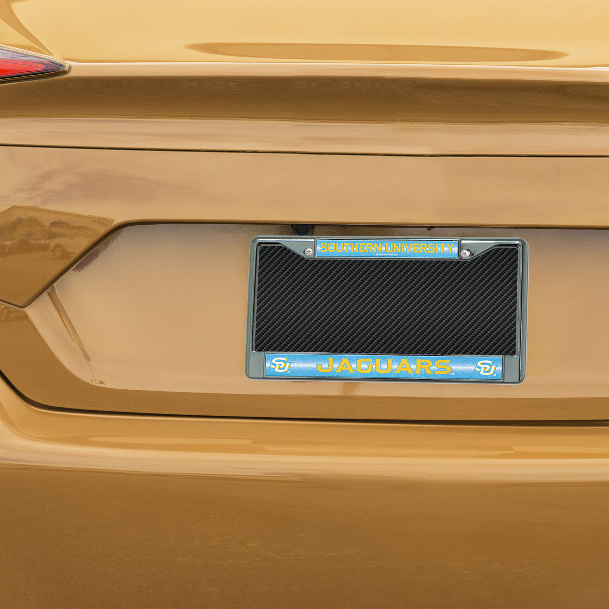 NCAA Southern Jaguars Chrome Glitter License Plate Frame Fan Gear NCAA Southern Jaguars