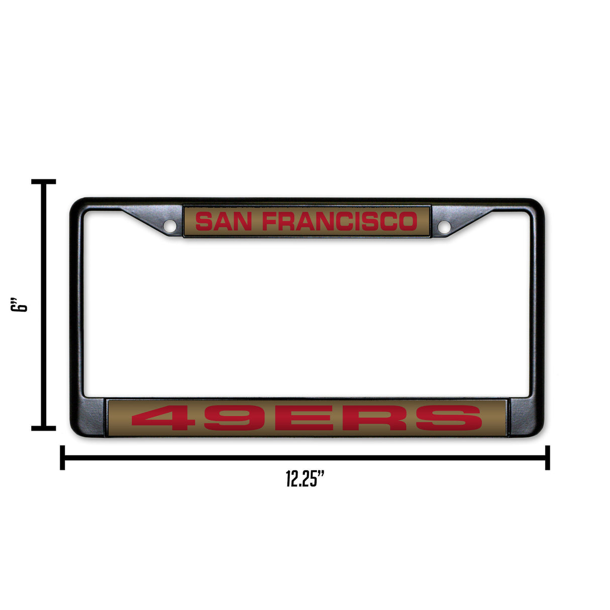 NFL San Francisco 49ers Laser Cut Black Chrome License Plate Frame Fan Gear NFL San Francisco 49ers