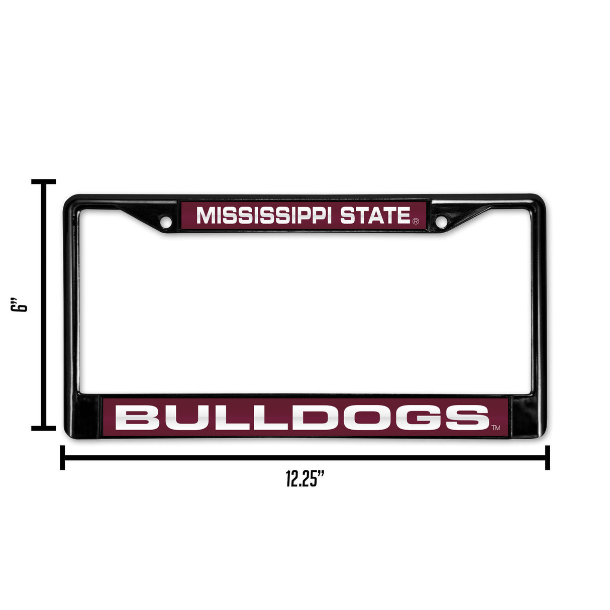 NCAA Mississippi State Bulldogs Laser Cut Black Chrome License Plate Frame Fan Gear NCAA Mississippi State Bulldogs