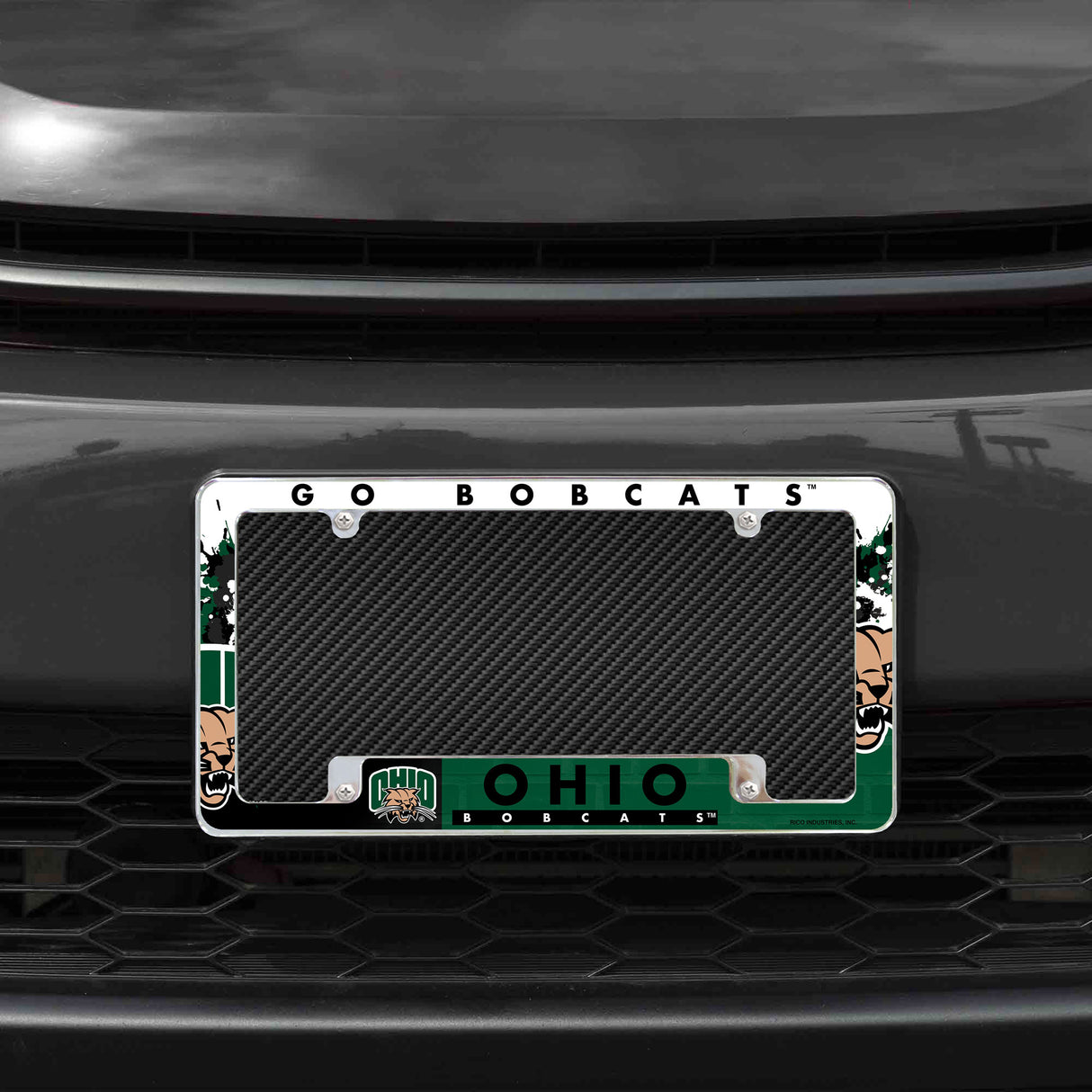 NCAA Ohio Bobcats All Over Chrome License Plate Frame Fan Gear NCAA Ohio Bobcats