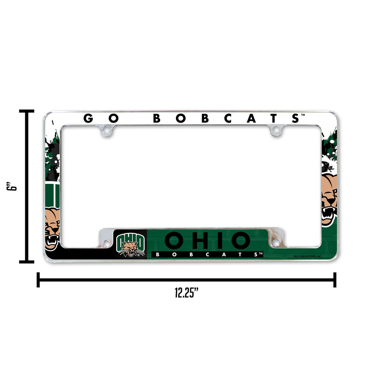 NCAA Ohio Bobcats All Over Chrome License Plate Frame Fan Gear NCAA Ohio Bobcats